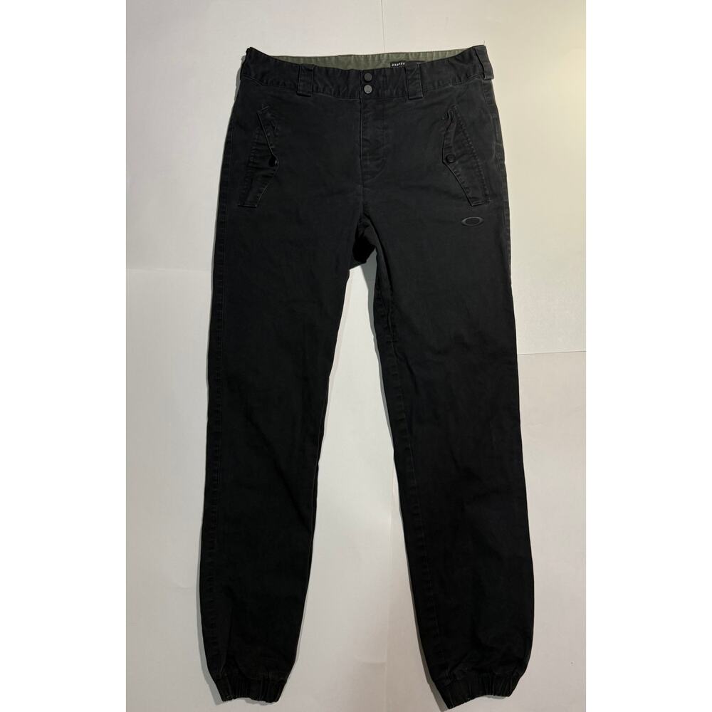 Vintage Oakley Custom Fit Chino Pants Black Elastic Cuff Size Small 31x28
